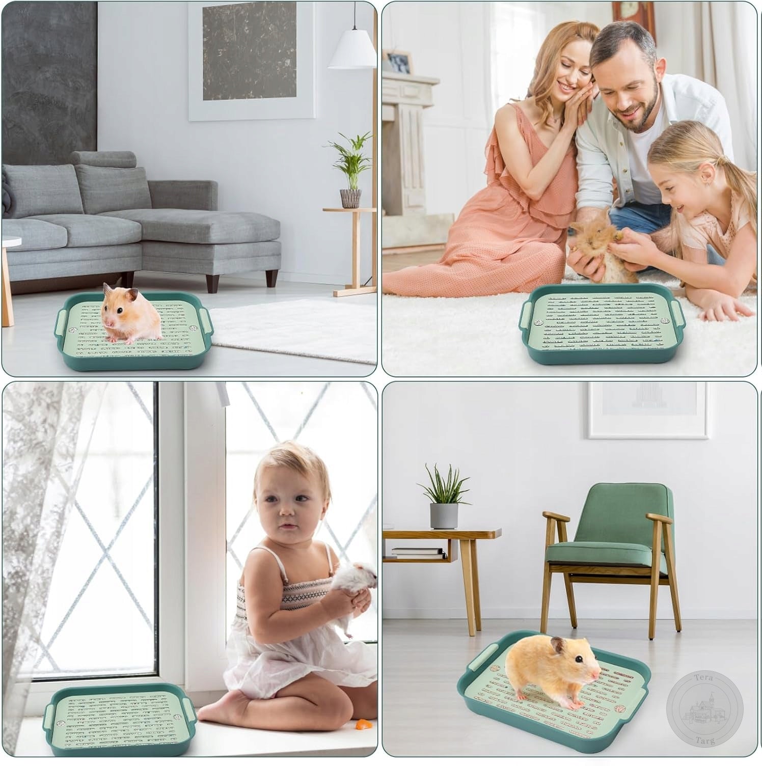 LITTER BOX FOR RABBIT RODENTS CORNER TOILET GREEN SMALL TRAY Kind open litter box