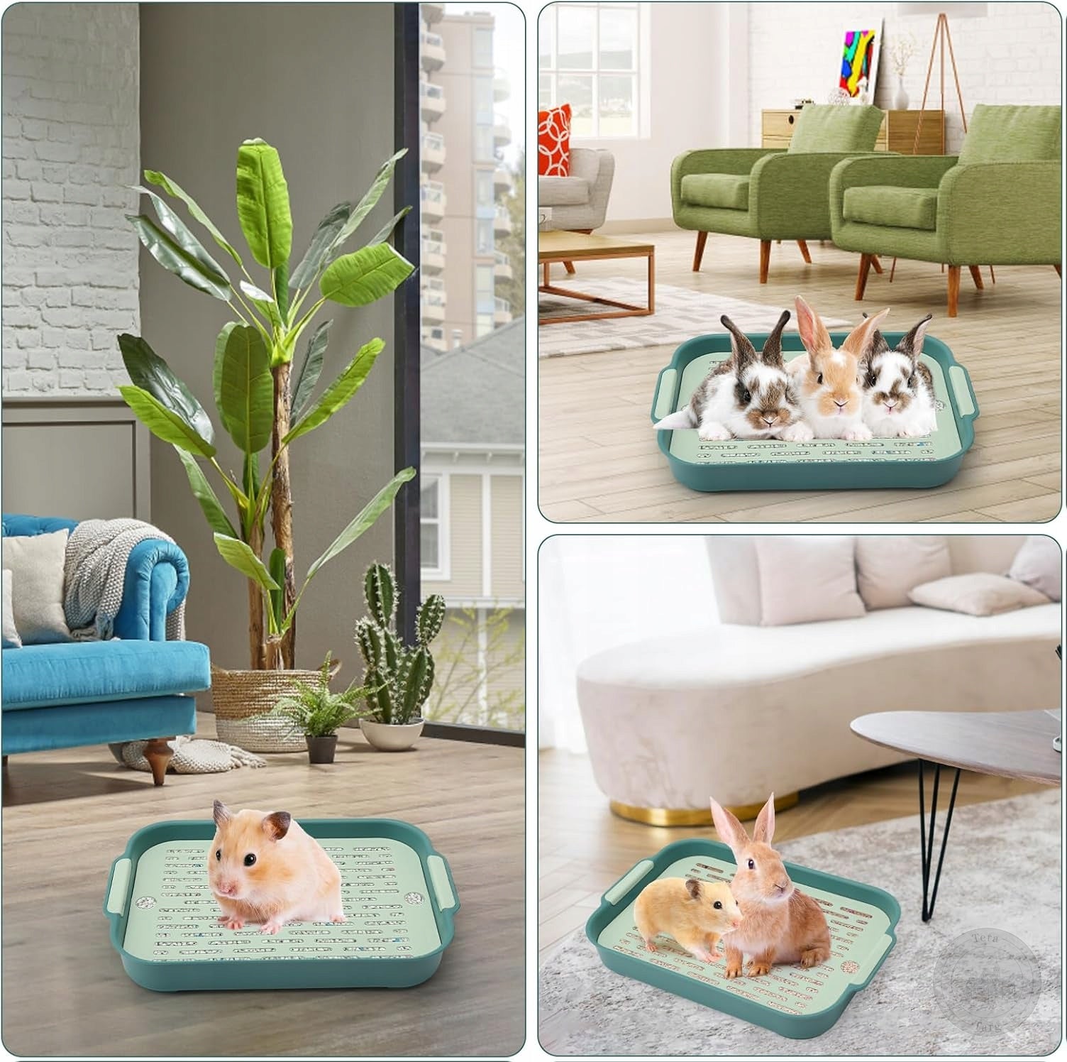 LITTER BOX FOR RABBIT RODENTS CORNER TOILET GREEN SMALL TRAY Packaging status original