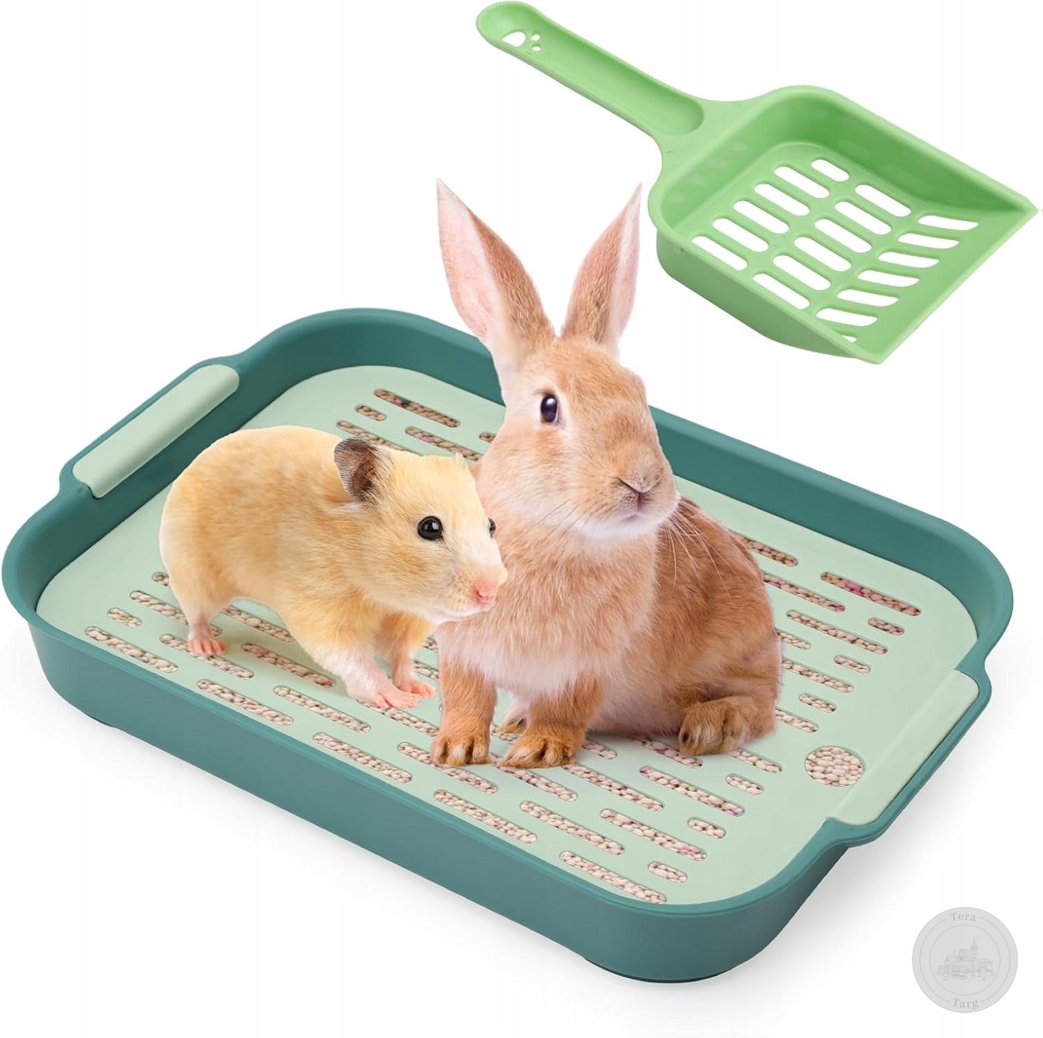 LITTER BOX FOR RABBIT RODENTS CORNER TOILET GREEN SMALL TRAY