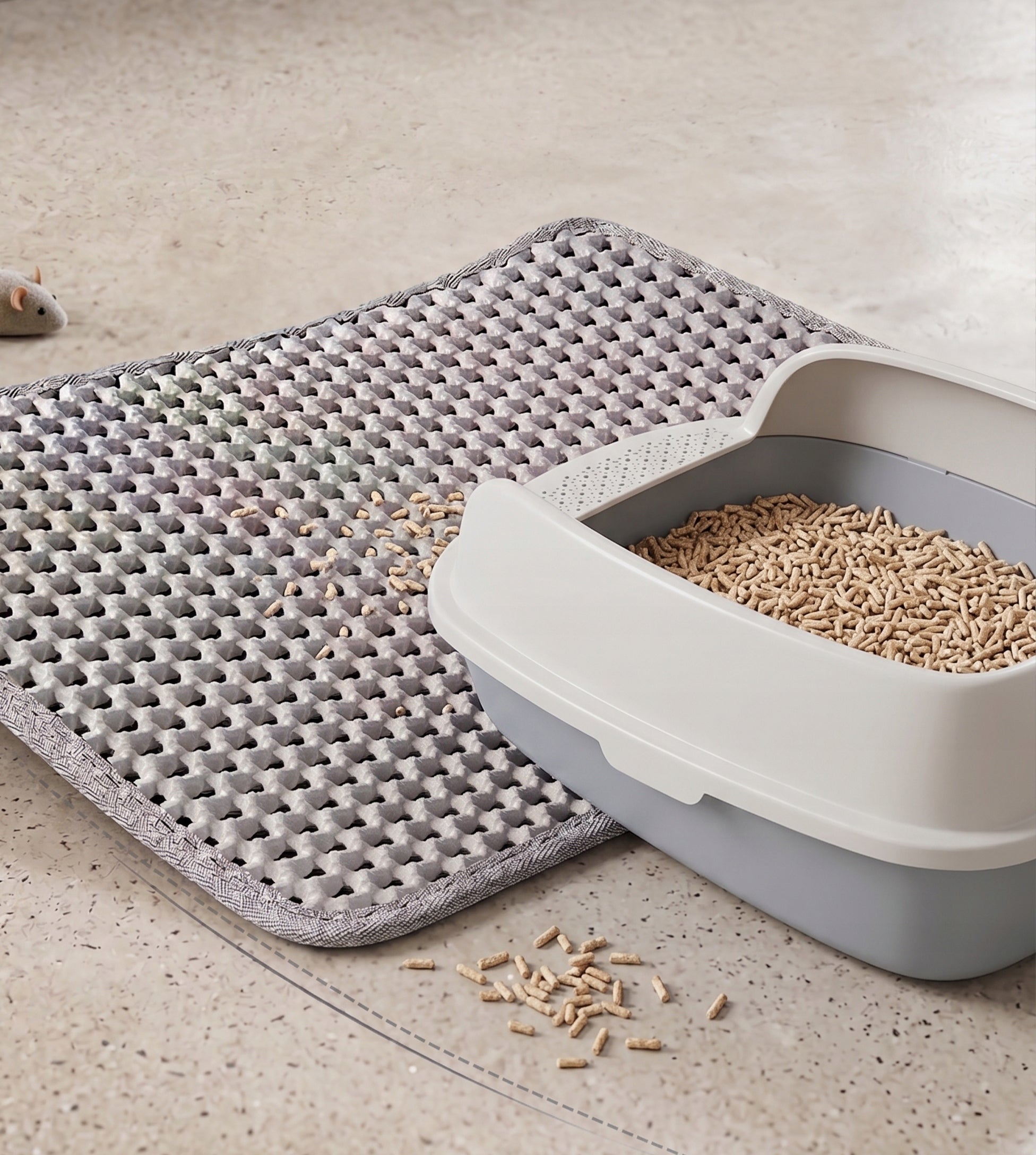 LITTER BOX WIPER MAT 45x60cm GREY PRACTICAL SOLUTION FOR LITTER! Packaging status original