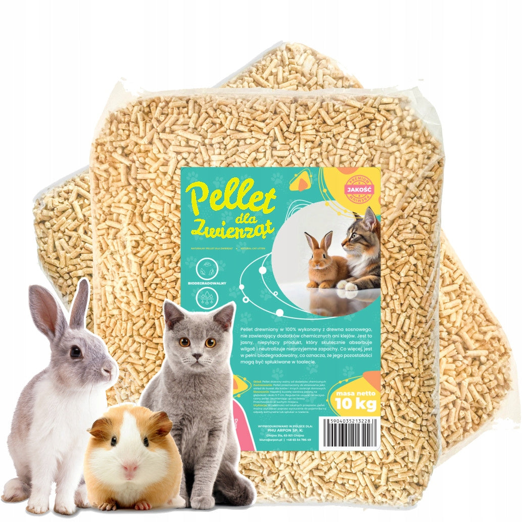 LITTER WOODEN PELLET LIGHT XXL FOR CAT, GUINEA, RABBIT, ANIMALS 20KG Trade name PELLET ARPON