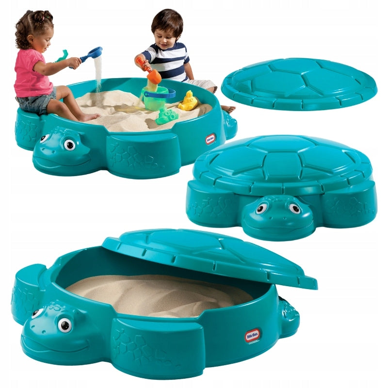 LITTLE TIKES GARDEN SANDBOX FOR PLAY WITH TURTLE COVER 2 SEATS