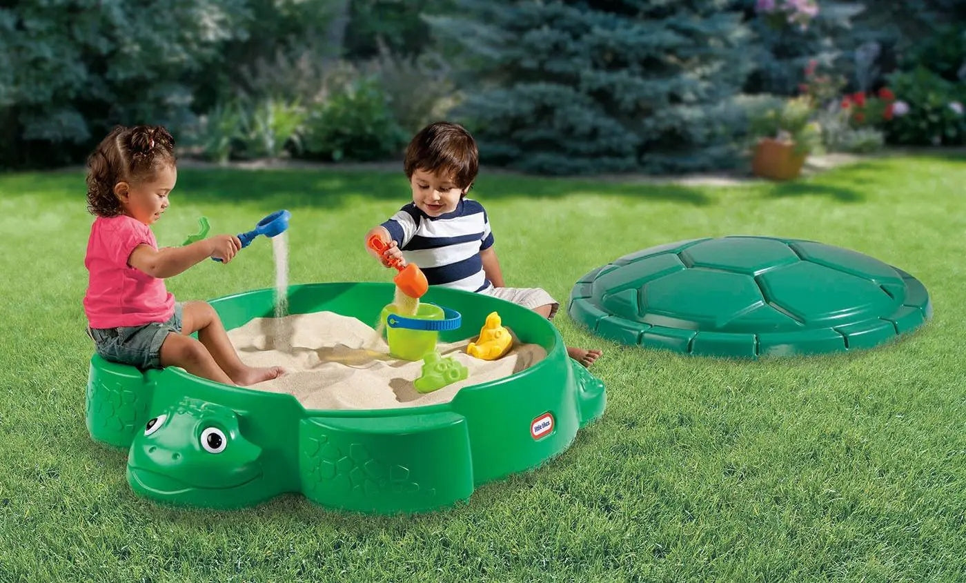 LITTLE TIKES GARDEN SANDBOX TURTLE WITH LID FOLDING LARGE FOR GARDEN Brand no brand