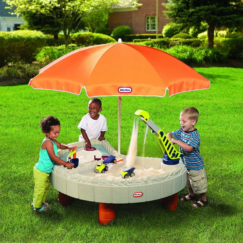 LITTLE TIKES WATER SANDBOX SQUARE TOYS CONSTRUCTION SITE EXCAVATOR CRANE UMBRELLA Brand Little Tikes