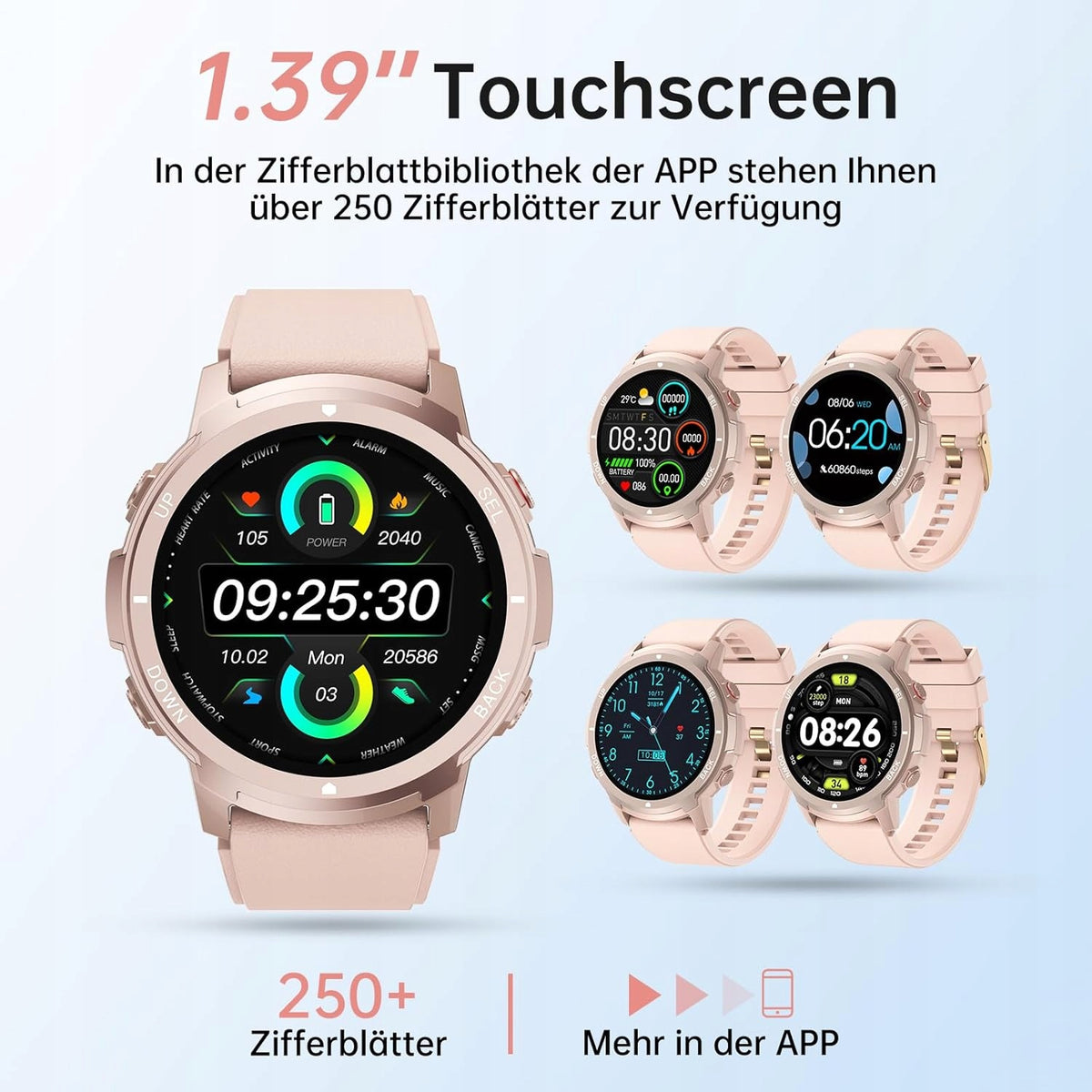 LLKBOHA Smartwatch 1,39 Inch IP68 Waterproof With Heart Rate, SpO2 Pink EAN (GTIN) 0078895100853