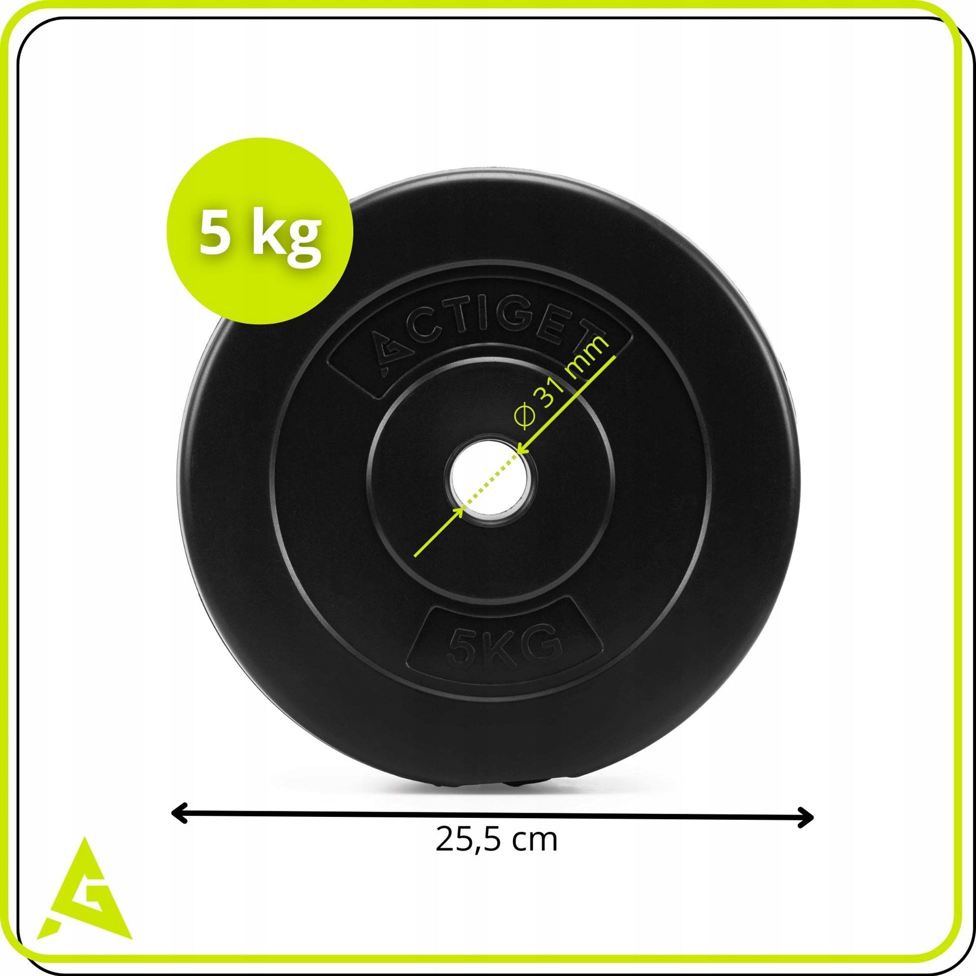 LOAD PLATE 5kg BARBELL PUCK 31 BITUMINOUS COMPOSITE DUMBBELLS Opening diameter 31 mm