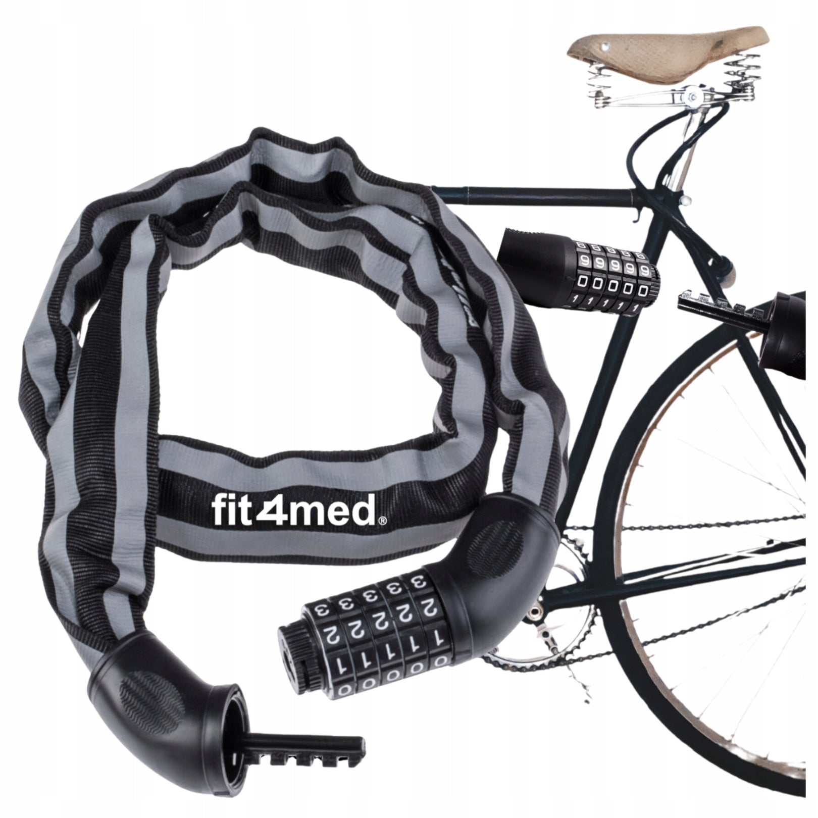 LOCK SECURING BICYCLE CHAIN ON BIKE MOTOR LOCK CIPHER Brand Fit4Med