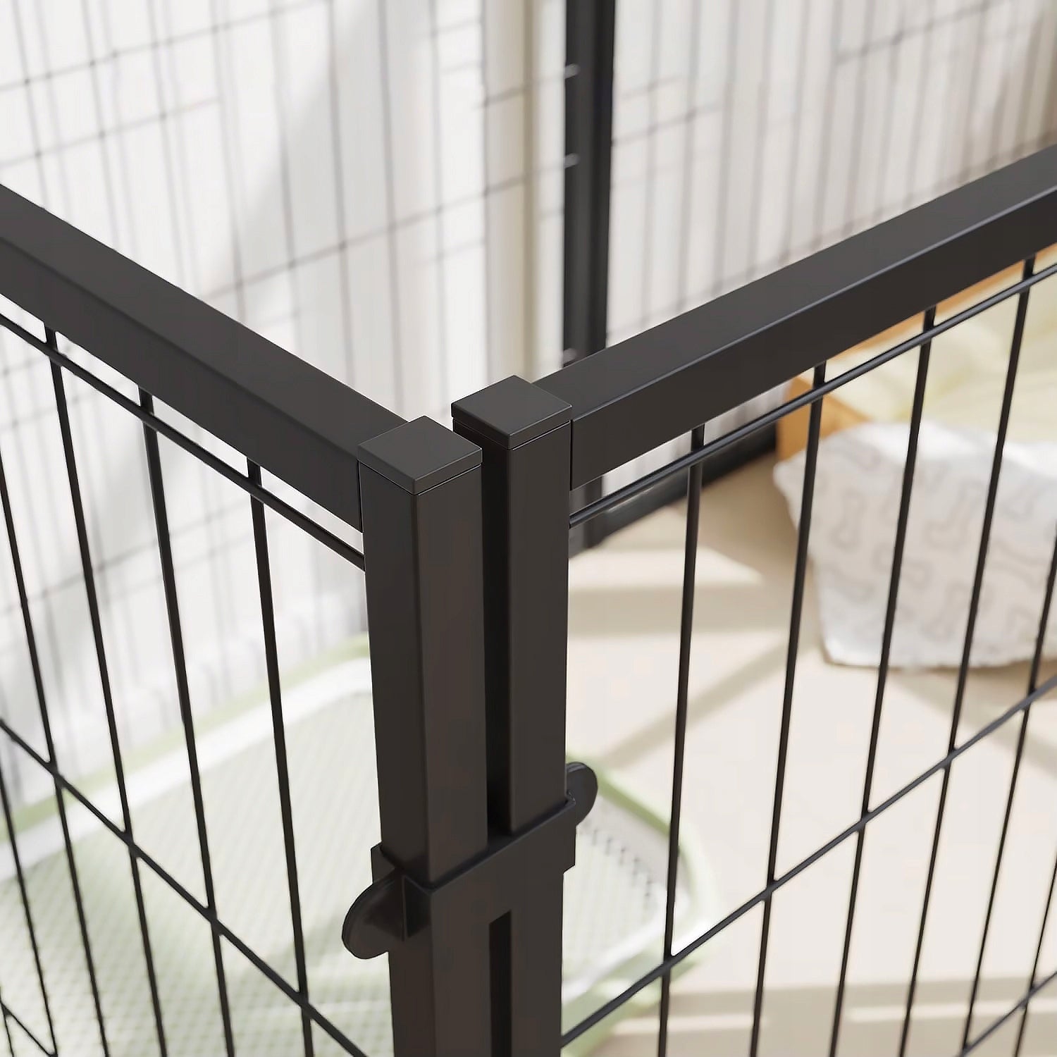 LOCKABLE PLAYPEN DOG CAGE MADE OF METAL, CATWALK FOR RABBIT CORRAL 6 PANELS Length 120 cm