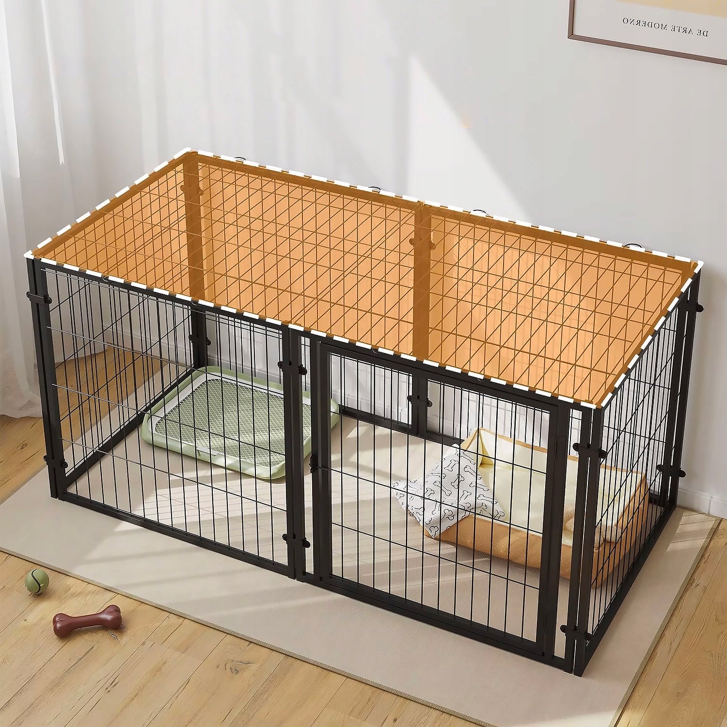 LOCKABLE PLAYPEN DOG CAGE MADE OF METAL, CATWALK FOR RABBIT CORRAL 6 PANELS Manufacturer code GLOBANI-KDP-02