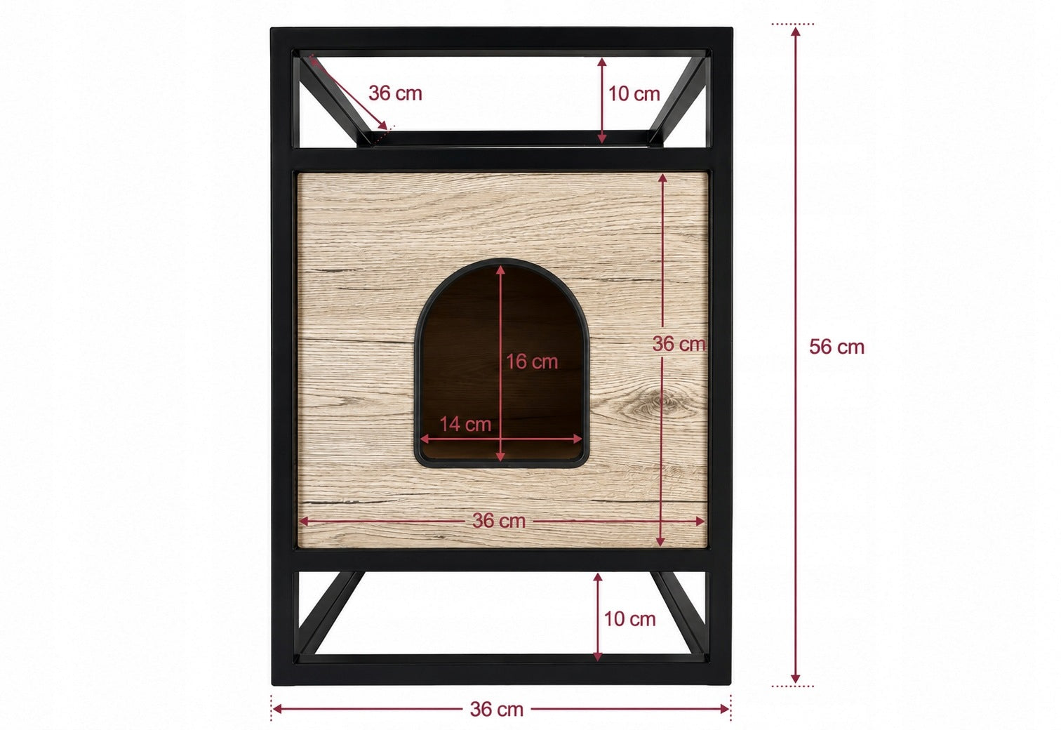 LOF.CATS Loft style cat house, modern bed wood metal Product width 36 cm