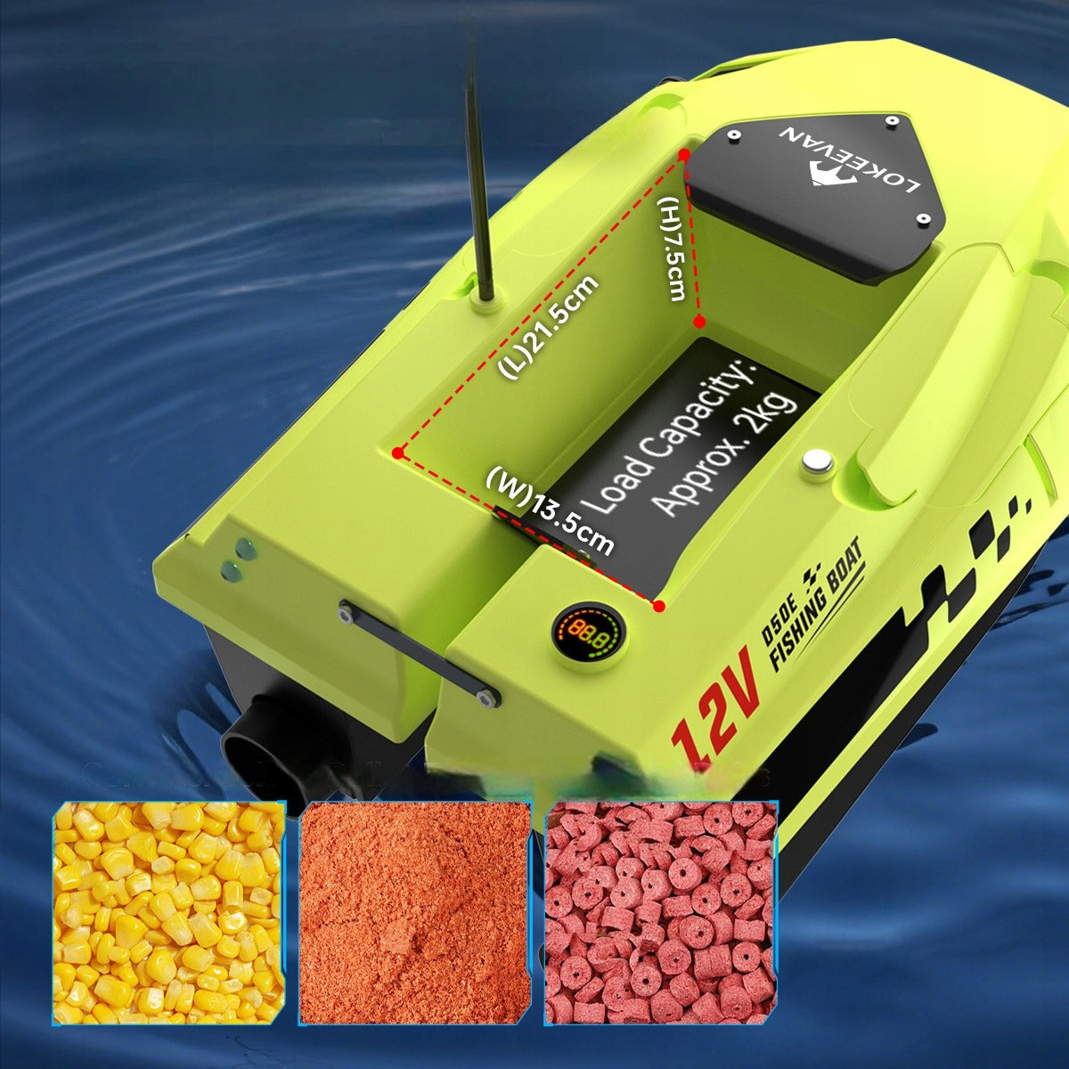 LOKEEVAN D50E GPS Sonar 2x15600mAh 12V 2KG 1.7m/s Manufacturer code EU-DWC-D50E-DW-YELLOW-15600