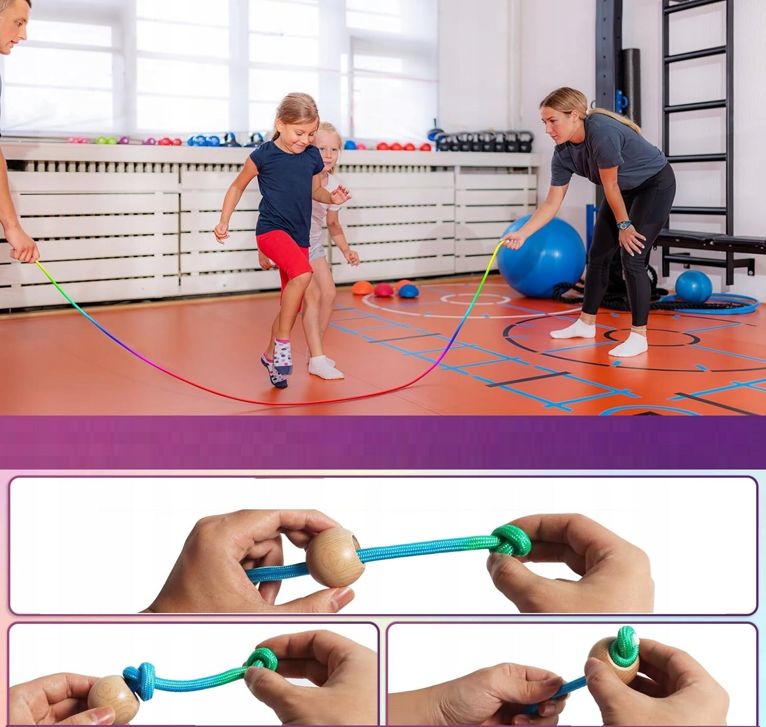LONG JUMP ROPE FOR SEVERAL CHILDREN 5M RAINBOW OUTDOOR FUN Brand no brand
