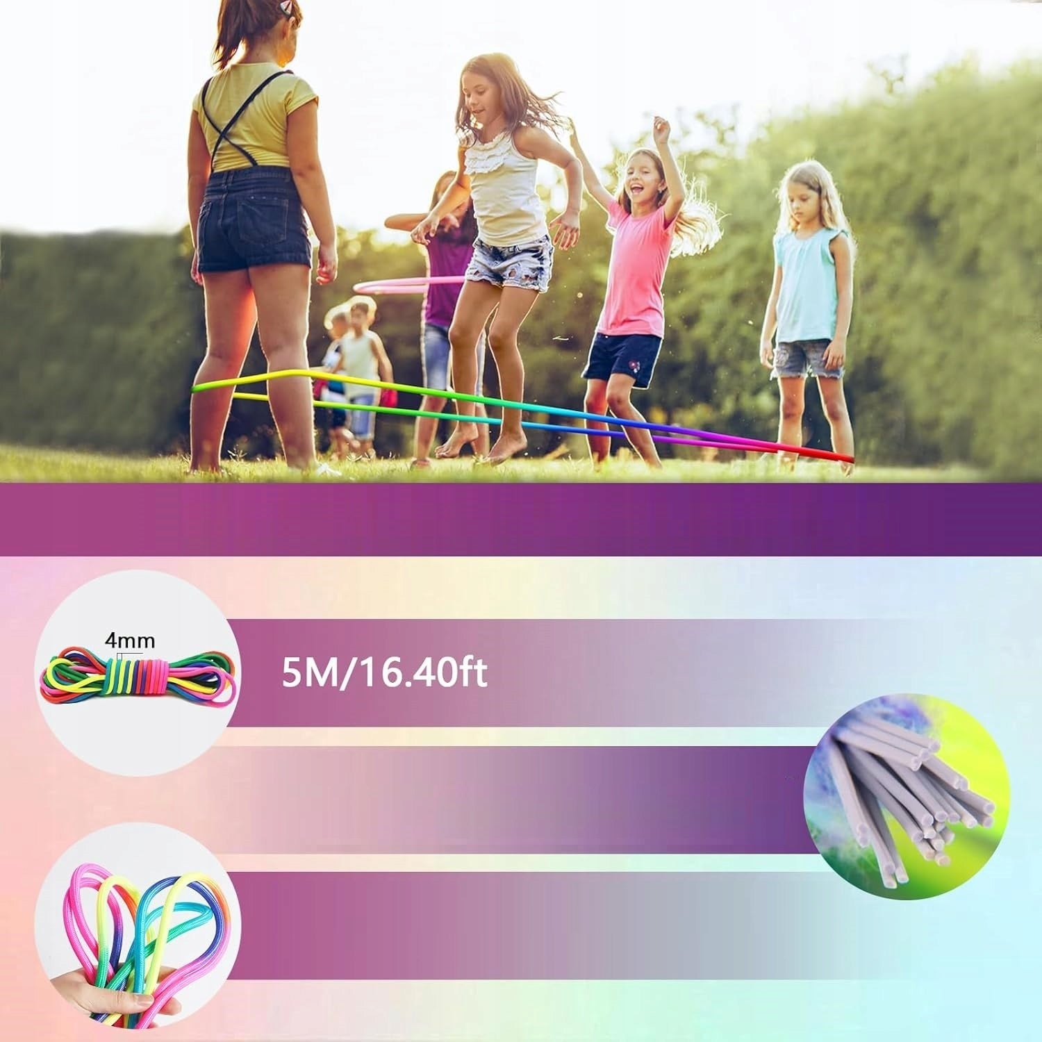 LONG JUMP ROPE FOR SEVERAL CHILDREN 5M RAINBOW OUTDOOR FUN Type jump rope