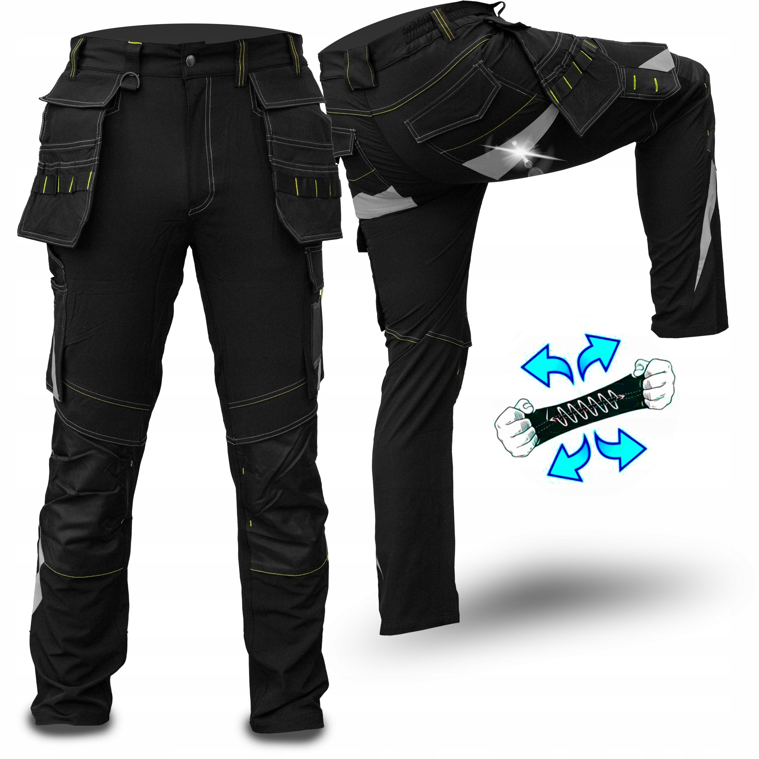LONG WORK TROUSERS FOR MEN 4 WAY STRETCH ELASTIC STRONG ASSEMBLY BHP