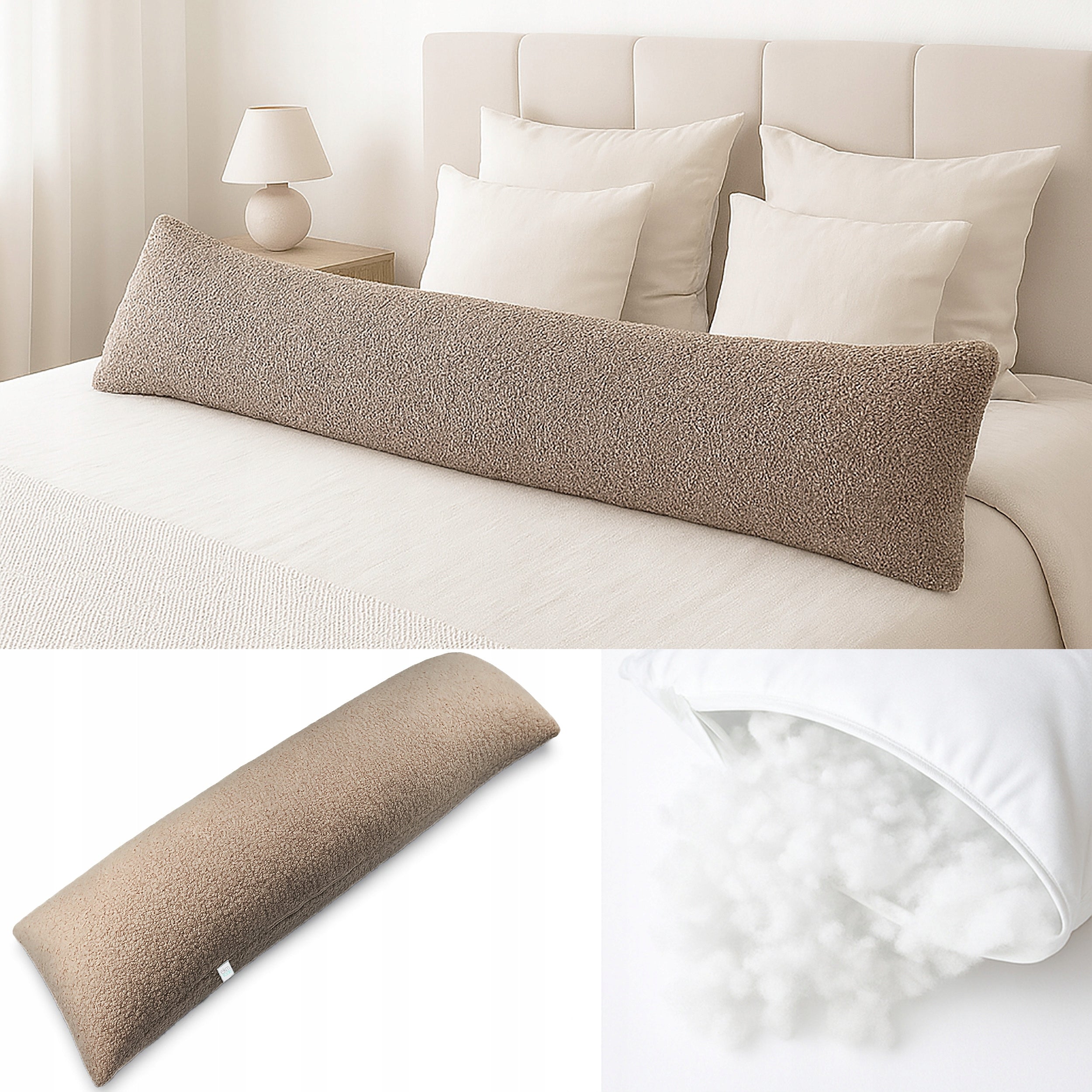 LONG pillow with pillowcase 40x145 for sleeping on the SIDE OF THE STOMACH BOUCLE MINKY MIX
