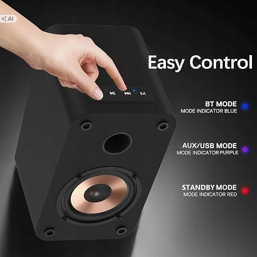 LONPOO Compact PC Speaker, Bluetooth, Active Bookcase Speaker with USB 30w Packaging status original