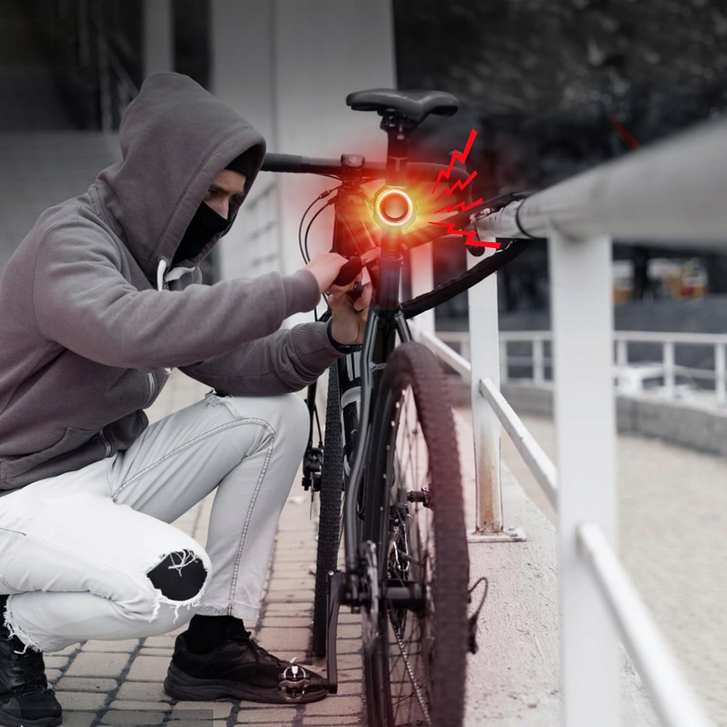 LOUD BICYCLE ALARM ANTI-THEFT REAR LIGHT SMART STOP REMOTE CONTROL HORN Color black
