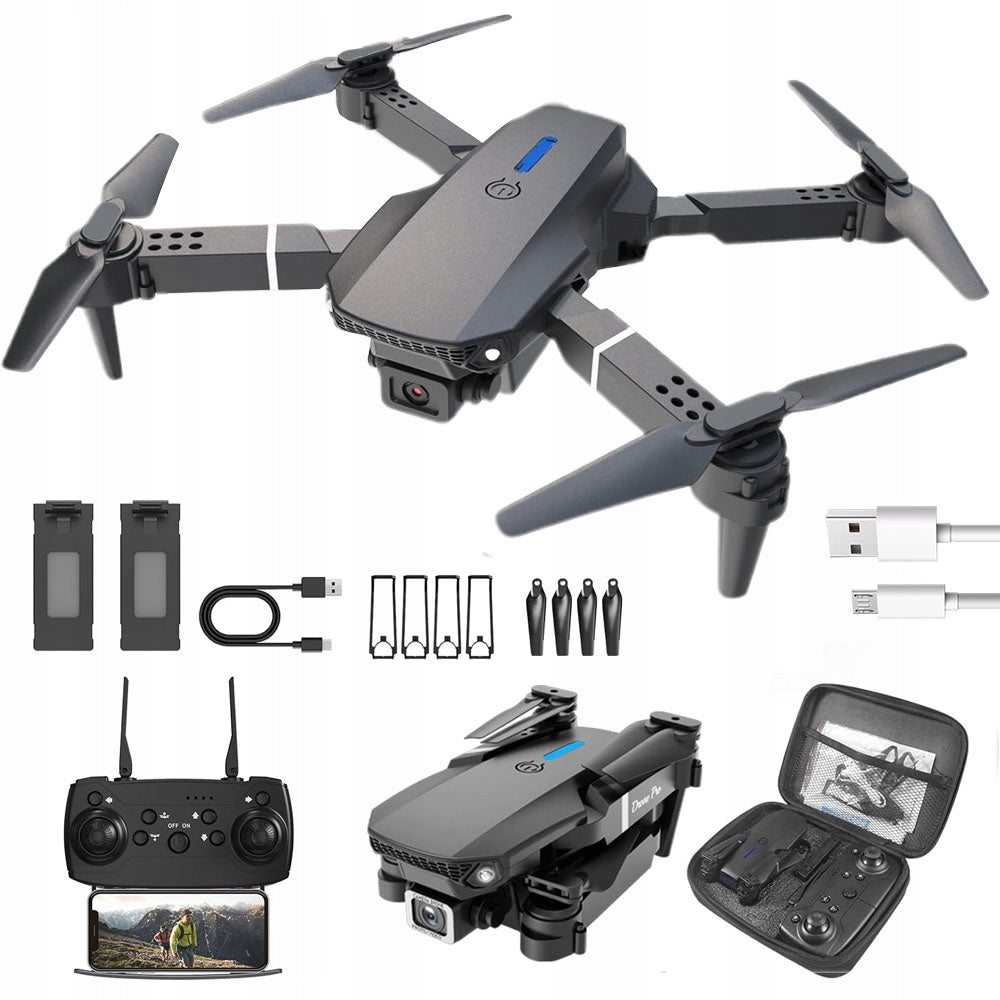 LS-E525 DRONE FOLDABLE, DUAL 4K CAMERA - 3 BATTERIES, WIFI, GESTURES