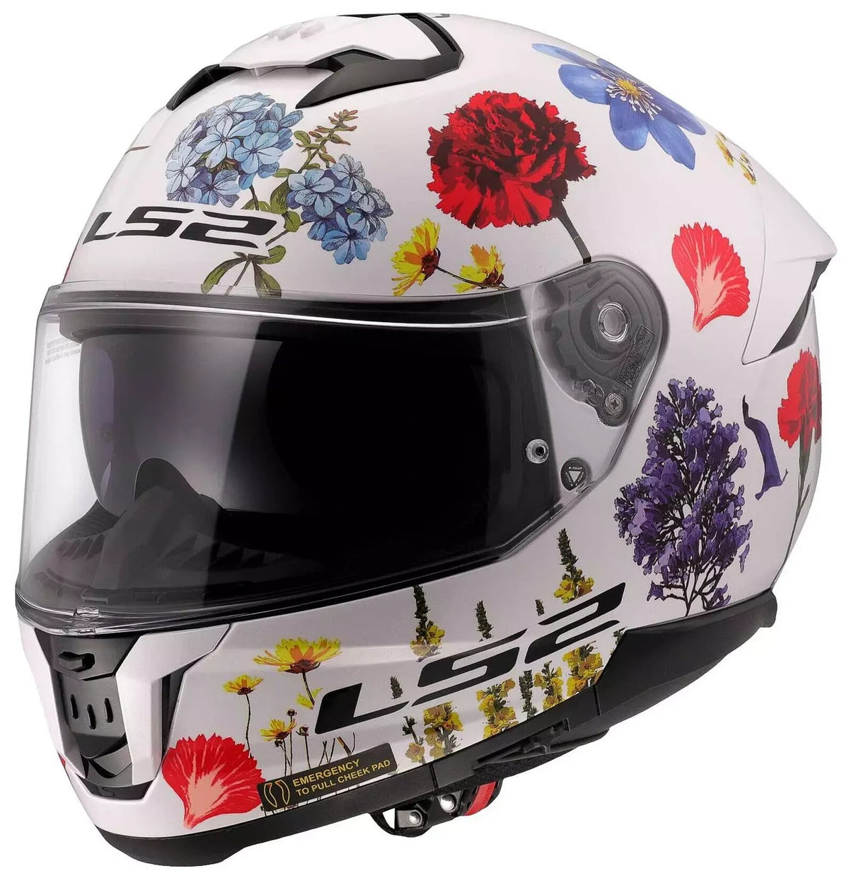 LS2 FF808 STREAM II FLOWERS WHITE INTEGRAL MOTORCYCLE HELMET