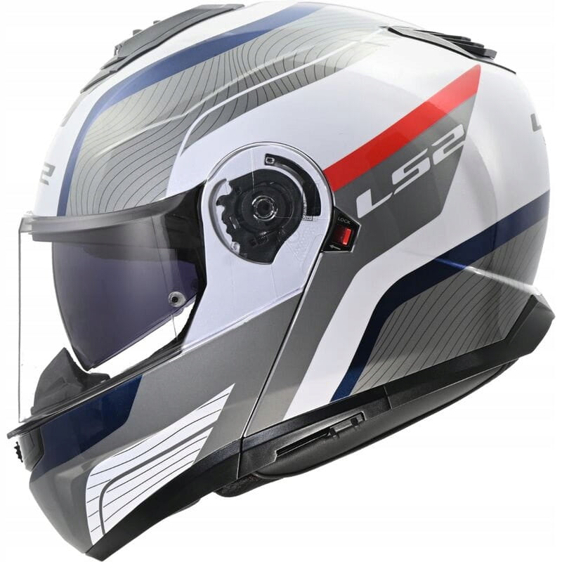 LS2 FF908 STROBE II MONZA WHITE BLUE RED MOTORCYCLE HELMET JAW XXL