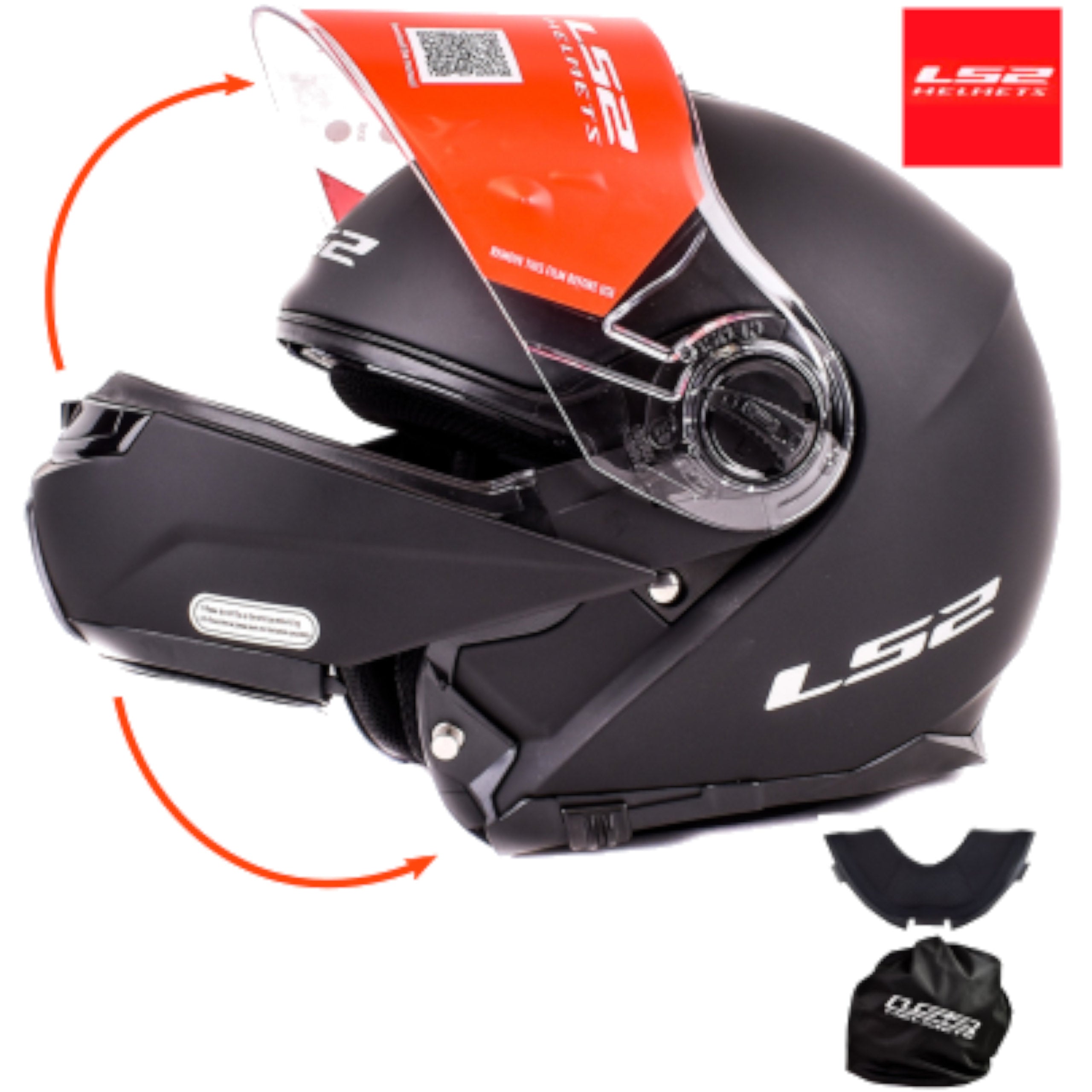 LS2 Helmet STROBE FF325 Jaw Matte Black M