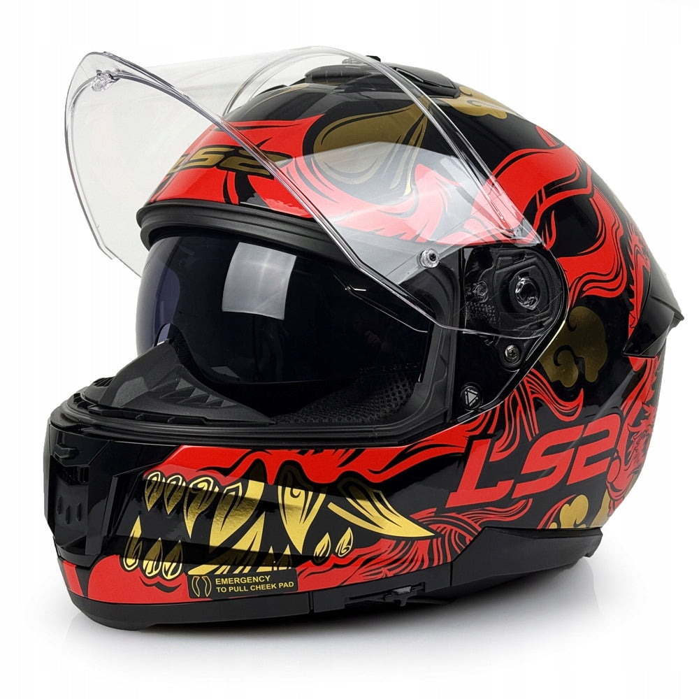 LS2 INTEGRAL HELMET FF808 STREAM II DRAKO BLACK RED XL Manufacturer LS2