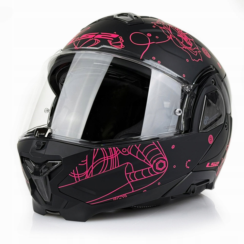 LS2 JAW MOTORCYCLE HELMET WITH BLEND FF910 ADVANT II SOPHIA BLK PINK L Size L