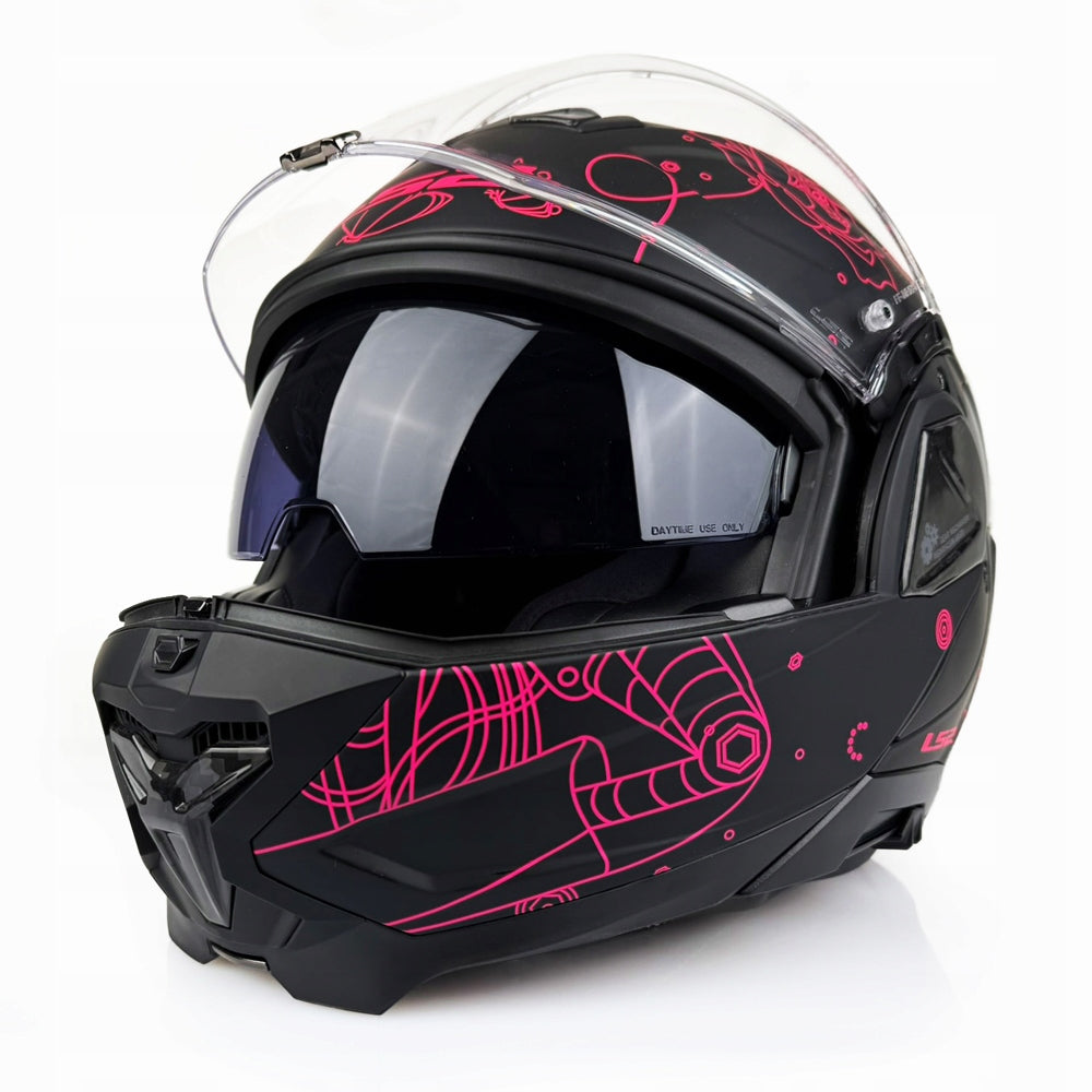 LS2 JAW MOTORCYCLE HELMET WITH BLEND FF910 ADVANT II SOPHIA BLK PINK L