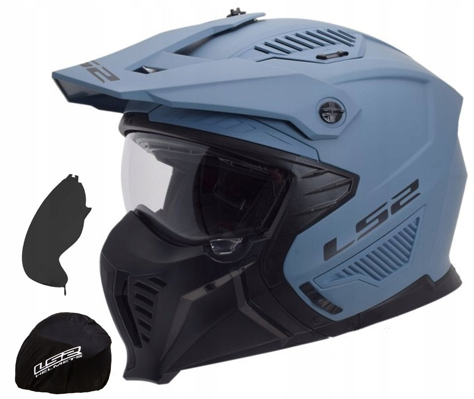 LS2 MOTORCYCLE HELMET DETACHABLE JAW OF606 DRIFTER SOLID MISTY BLUE 2XL