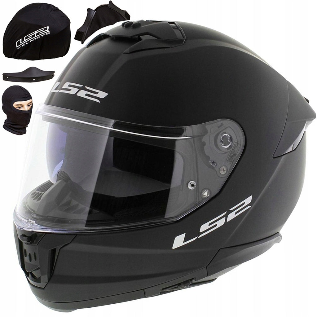 LS2 MOTORCYCLE HELMET INTEGRAL FF808 STREAM II SOLID BLK MAT M + BALACLAVA