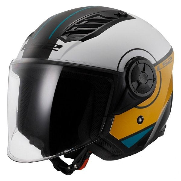 LS2 MOTORCYCLE HELMET OPEN OF616 AIRFLOW II COVER WHITE BROWN S