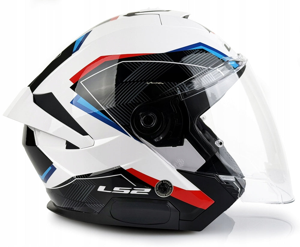 LS2 MOTORCYCLE HELMET OPEN OF618 VERSO II AIR WHITE BLUE RED S Size S