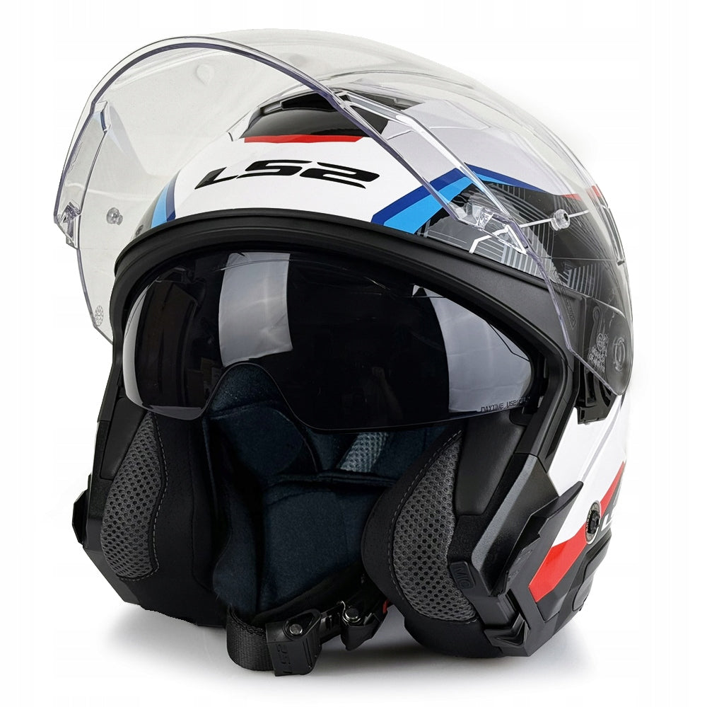 LS2 MOTORCYCLE HELMET OPEN OF618 VERSO II AIR WHITE BLUE RED S