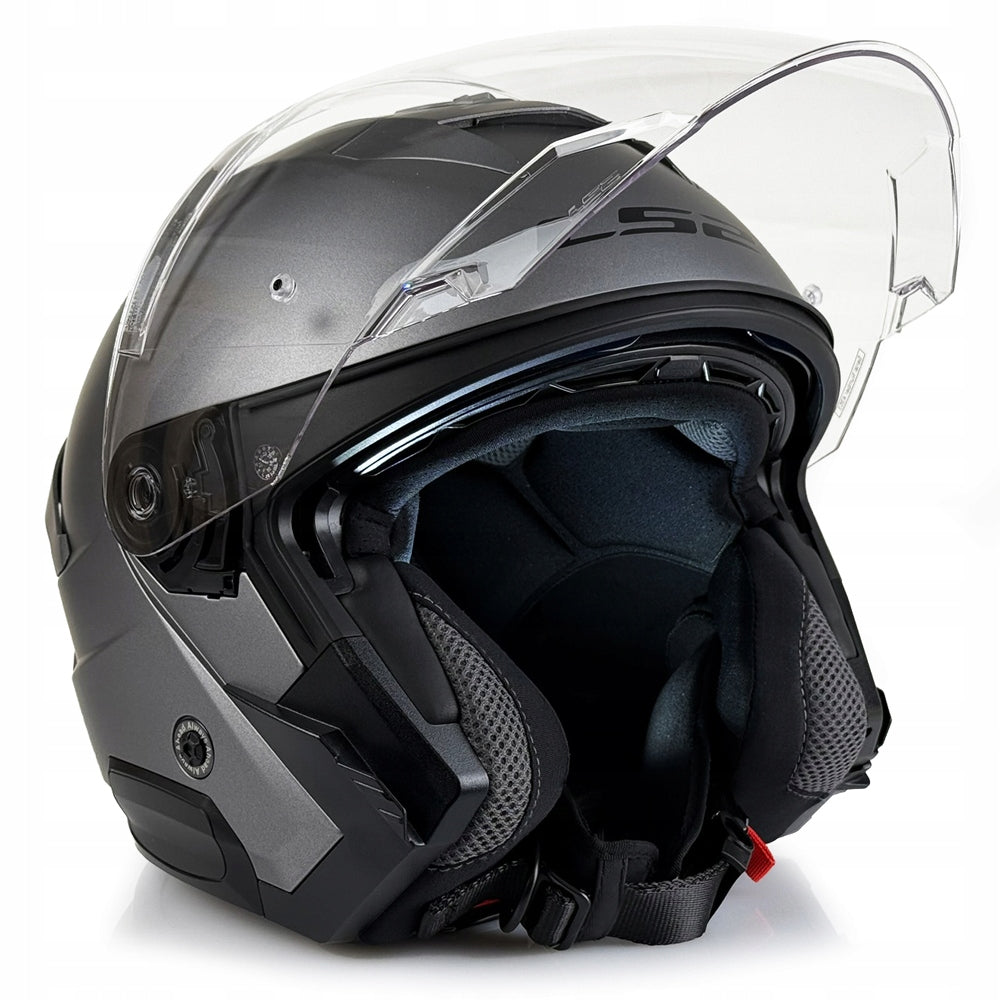LS2 MOTORCYCLE HELMET OPEN WITH GLASS OF618 VERSO II SOLID MAT TITANIUM S Manufacturer LS2