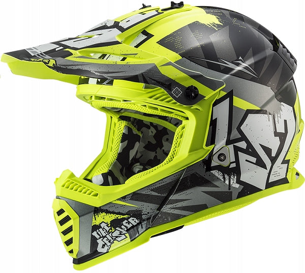 LS2 MX437 FAST II MINI CRUSHER H-V junior children's cross helmet yellow S