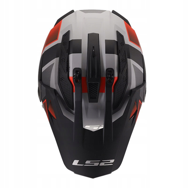 LS2 MX702 PIONEER II BLOCK GRAY RED enduro cross off-road helmet M Size M
