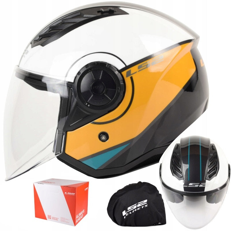 LS2 OF616 AIRFLOW II COVER WHITE BROWN MOTORCYCLE HELMET JET OPEN L