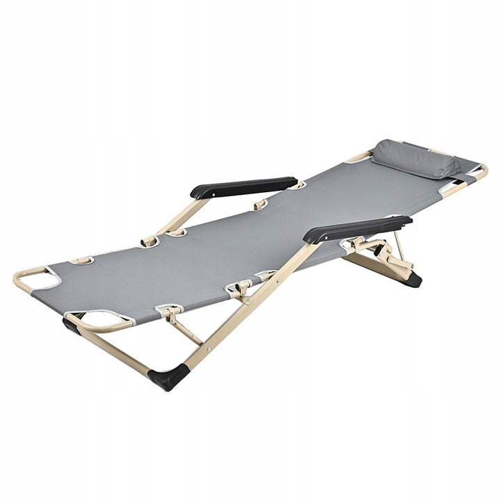 LUARO Garden Sun Lounger Hiking Folding Chair with Cushion Grey Brand Ikonka
