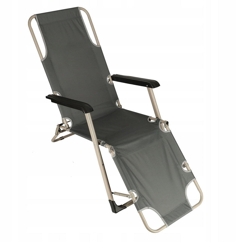 LUARO Garden Sun Lounger Hiking Folding Chair with Cushion Grey Model leżak ogrodowy rozkładany fotel z dużą poduszką