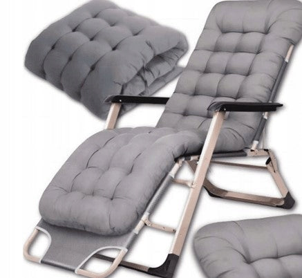 LUARO Garden Sun Lounger Hiking Folding Chair with Cushion Grey