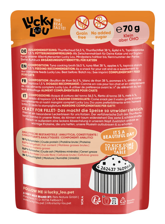 LUCKY LOU EXTRAFOOD CAT FOOD DELICACY TUNA APPLE IN SAUCE 70g Brand Lucky Lou