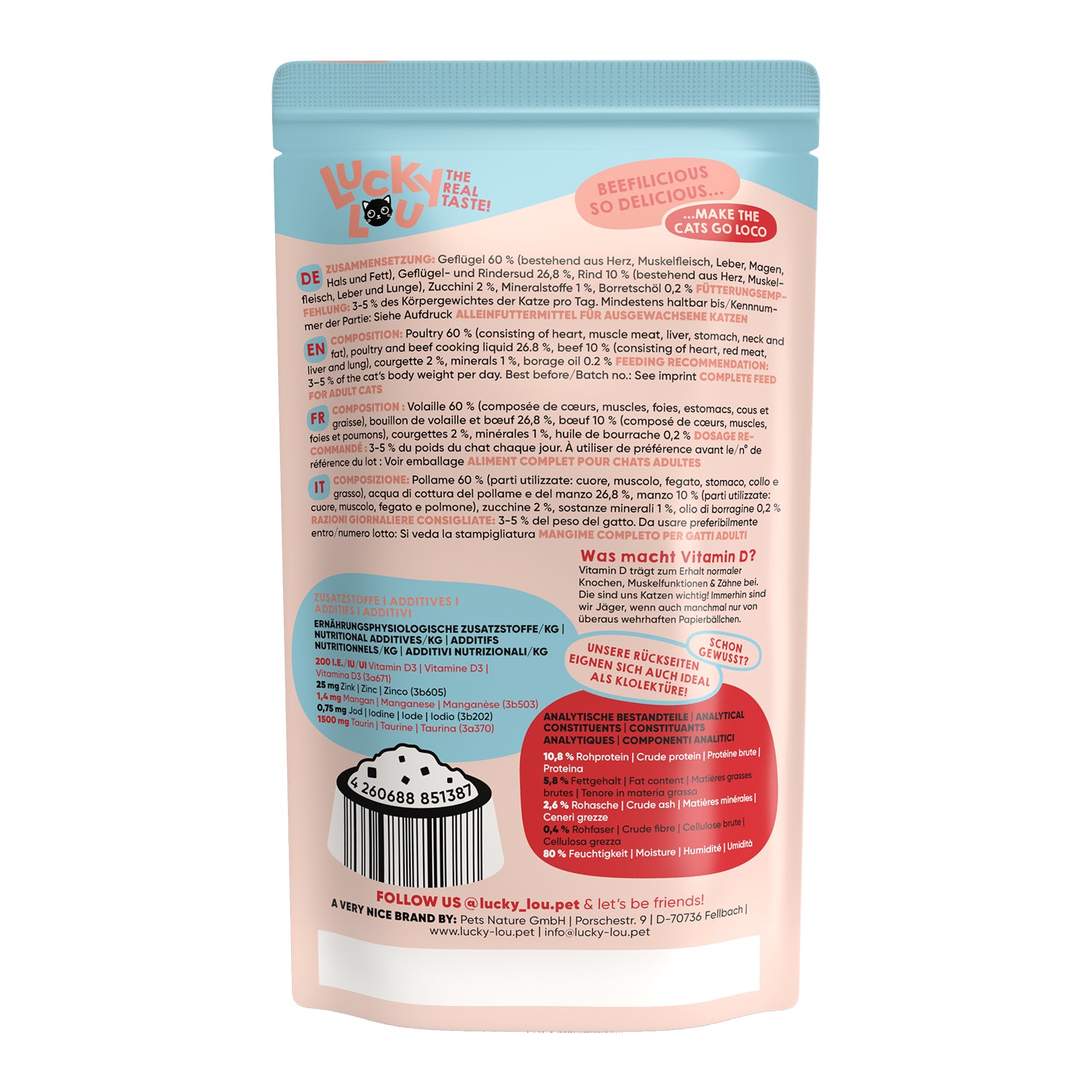 LUCKY LOU LIFESTAGE WET CAT FOOD POULTRY BEEF 125g Manufacturer code 4260688851387