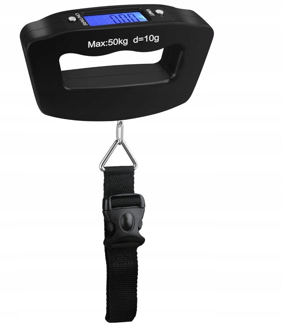 LUGGAGE SCALE HOOK TOURIST AIR FISHING MANUAL 50 KG + BATTERIES Packaging status original