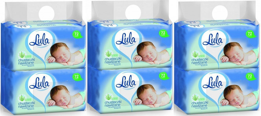 LULA Baby Wipes Aloe Vera Carton 12x72pcs = 864 Pieces Manufacturer code 5903936021383