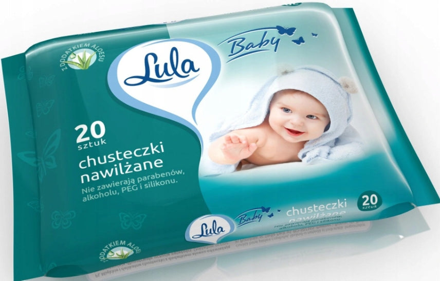 LULA Wipes Moisturized Aloe Vera For Children 20 pcs