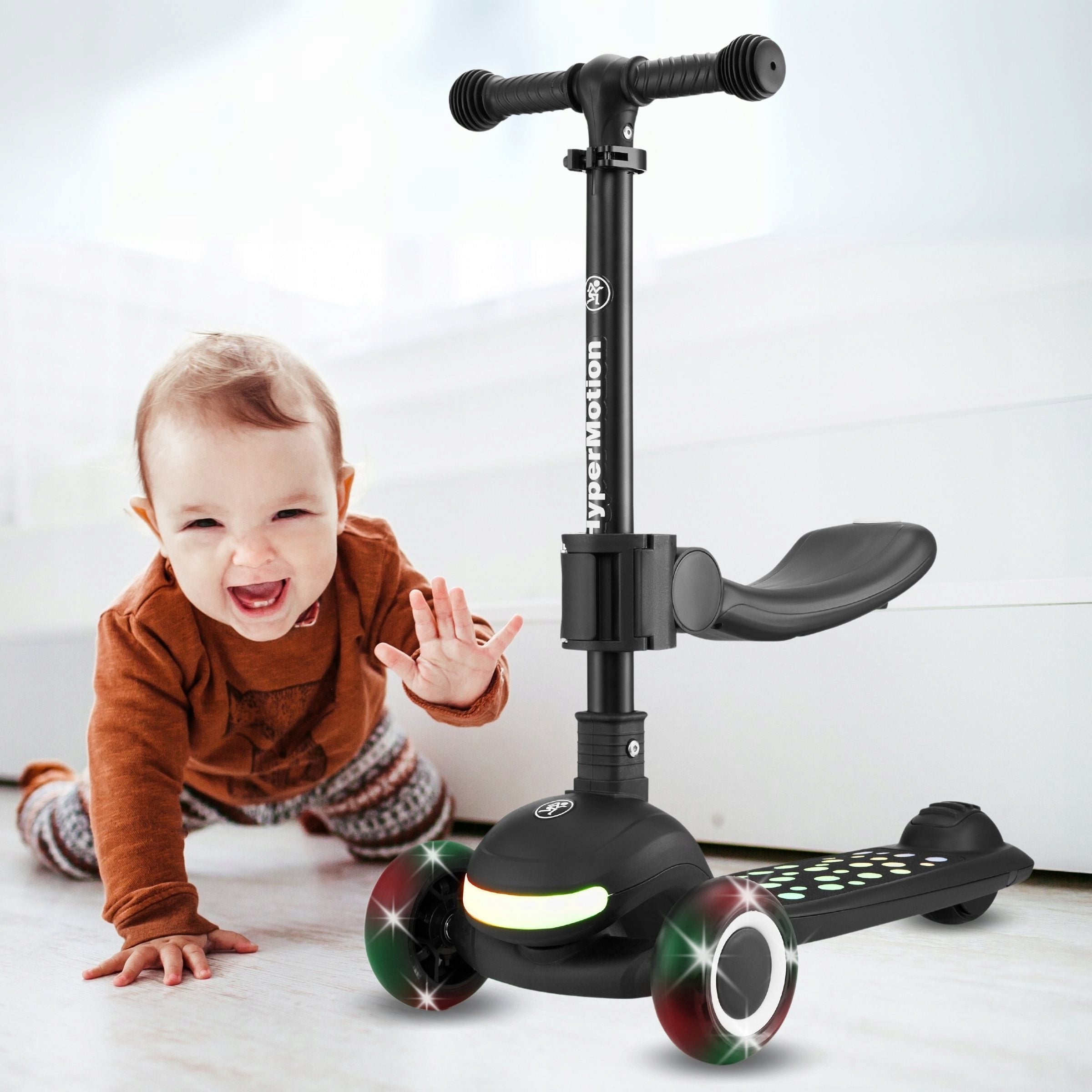 LUMI 3in1 Balance Scooter - Illuminated Platform and LED Wheels, Black Manufacturer code LUMI HYPER BLACK