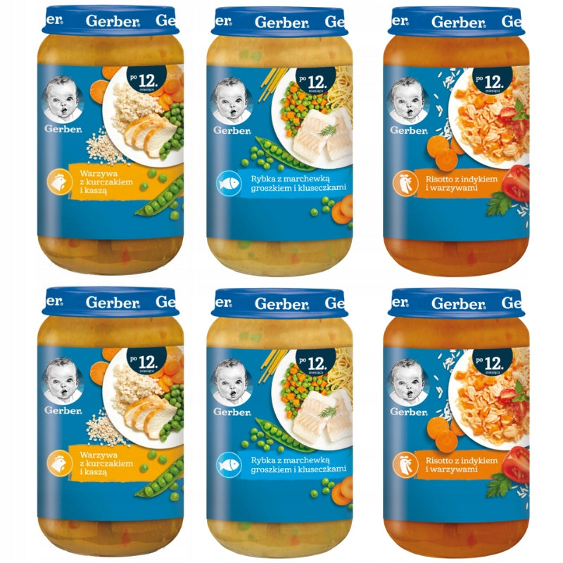 LUNCHES GERBER for Children after 12 months Mega Set Mix of Flavours 6 x 250g
