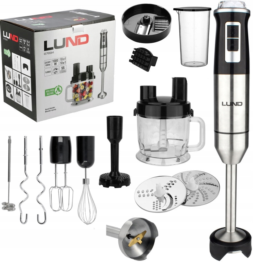 LUND BLENDER HANDHELD MULTIFUNCTIONAL 10in1 MIXER MOTOR 1000W TURBO MODE