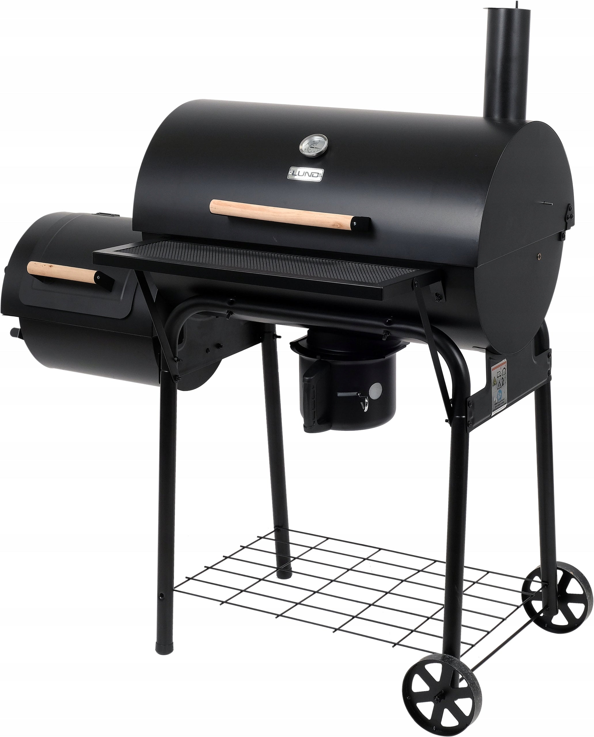 LUND CHARCOAL GRILL WITH GARDEN COVER WITH SMOKEHOUSE GRATE 64X37CM THERMOMETER Manufacturer Lund