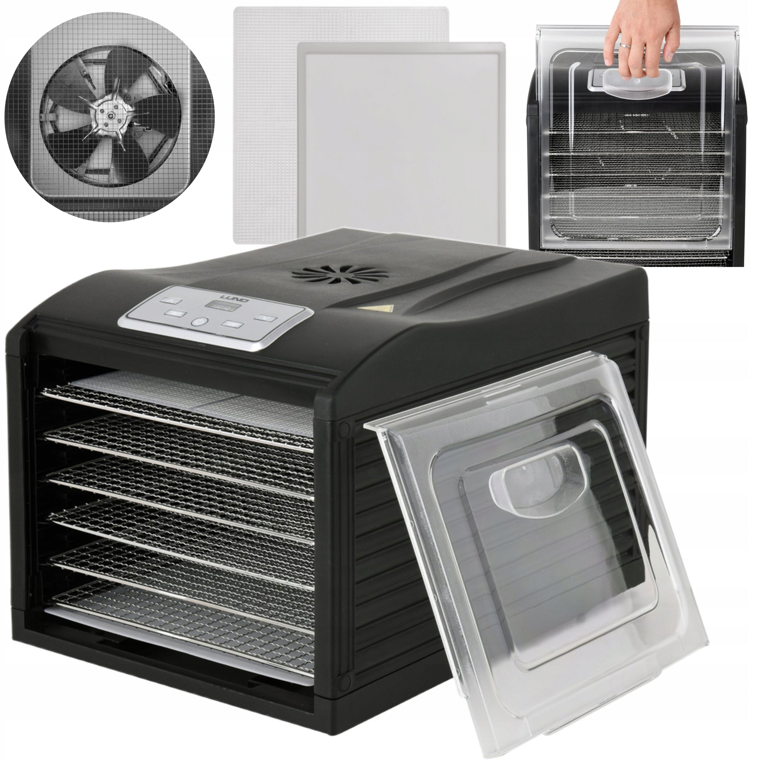 LUND FOOD DRYER FOR MUSHROOMS FRUIT VEGETABLES HERBS STRONG 500W 6SIT 68272 EAN (GTIN) 5906083093920